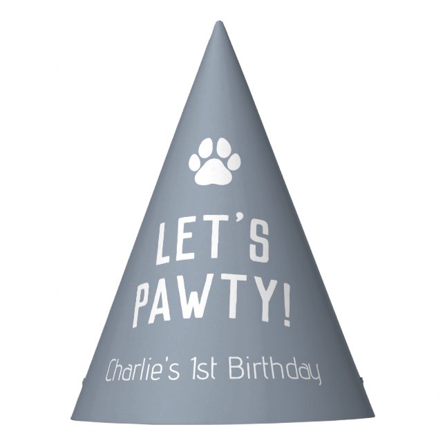 Lets Pawty Dog Birthday Party Hat (Front)