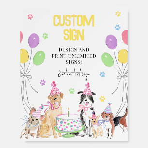 Lets Pawty Dog First Birthday Custom Sign