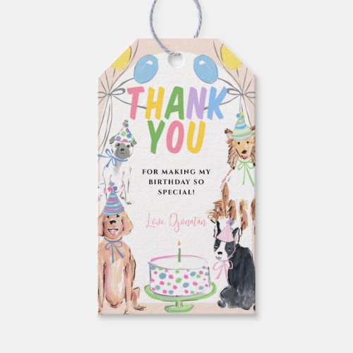 Lets Pawty Dog First Birthday Thank You Tag