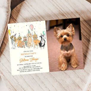 Lets Pawty Dog Puppy Birthday Party Invitation