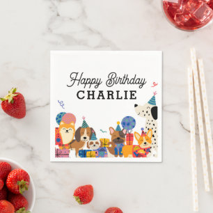 Lets Pawty Dog Puppy Birthday Party Napkins