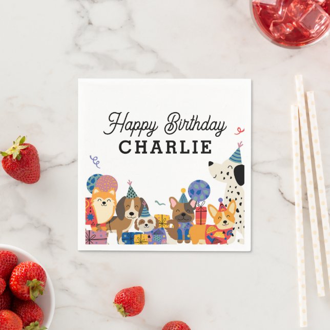 Lets Pawty Dog Puppy Birthday Party Napkins (Insitu)