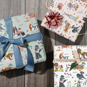 Lets Pawty Dog Puppy Birthday Party Wrapping Paper Sheets