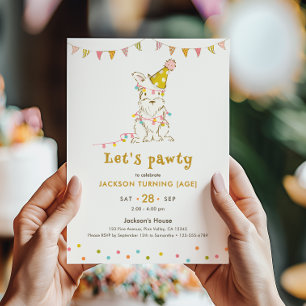Let's Pawty Dog Themed Editable Age Kids' Birthday Invitation