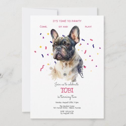 Lets pawty dogs birthday party invitation