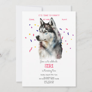 Let's pawty, dog's birthday party invitation