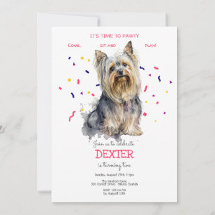 Let's pawty, dog's birthday party invitation