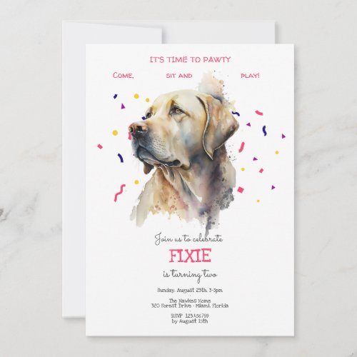 Lets pawty dogs birthday party invitation