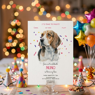 Let's pawty, dog's birthday party invitation