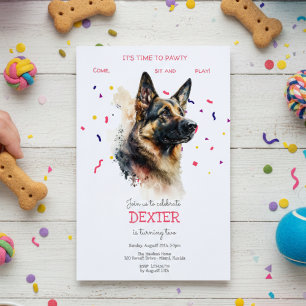 Let's pawty, dog's birthday party invitation
