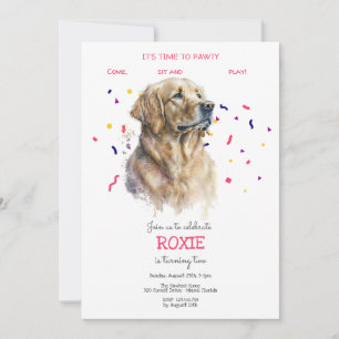 Let's pawty, dog's birthday party invitation