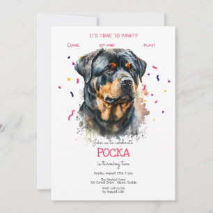 Let's pawty, dog's birthday party invitation