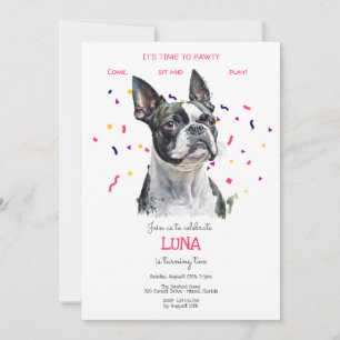 Let's pawty, dog's birthday party invitation