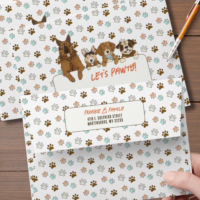 Let's Pawty Dogs Return Address Envelope (Creator Uploaded)