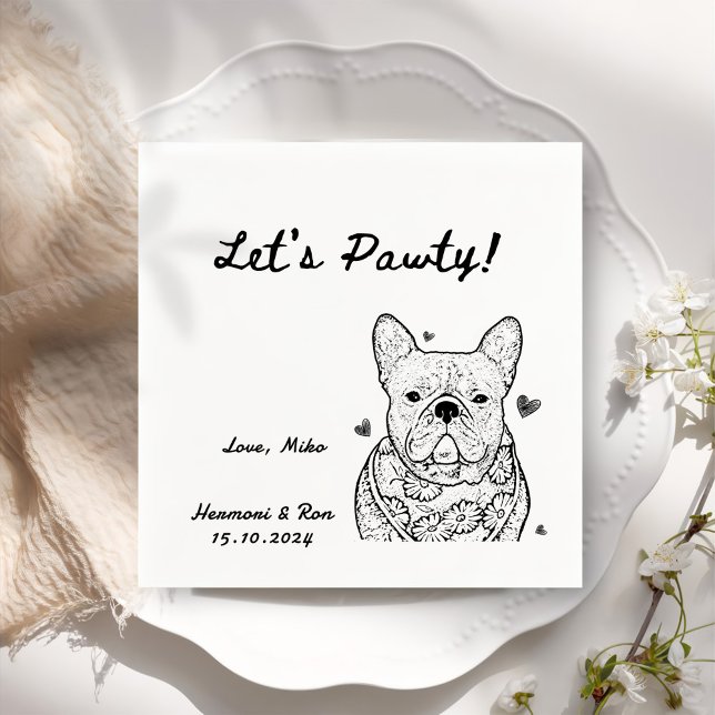 Let's Pawty Drawn Funny Dog Simple Wedding Napkins (Creator Uploaded)
