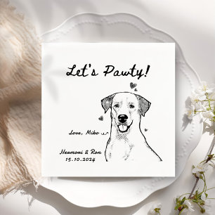 Let's Pawty Drawn Funny Dog Simple Wedding Napkins