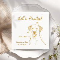 Let's Pawty Drawn Funny Dog Simple Wedding