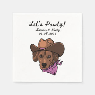 Let's Pawty Drawn Personalized Wedding Napkins
