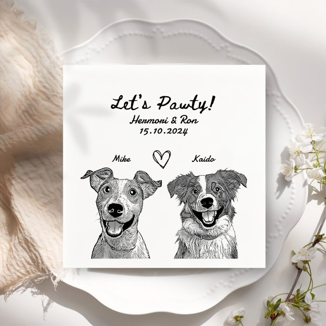 Let's Pawty Drawn Personalized Wedding Napkins (Creator Uploaded)