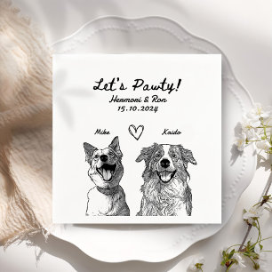 Let's Pawty Drawn Personalized Wedding Napkins