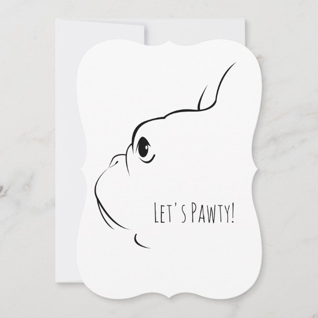 Let's Pawty French Bulldog Invitation Cards (Front)