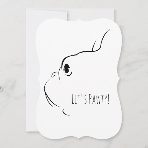 Lets Pawty French Bulldog Invitation Cards