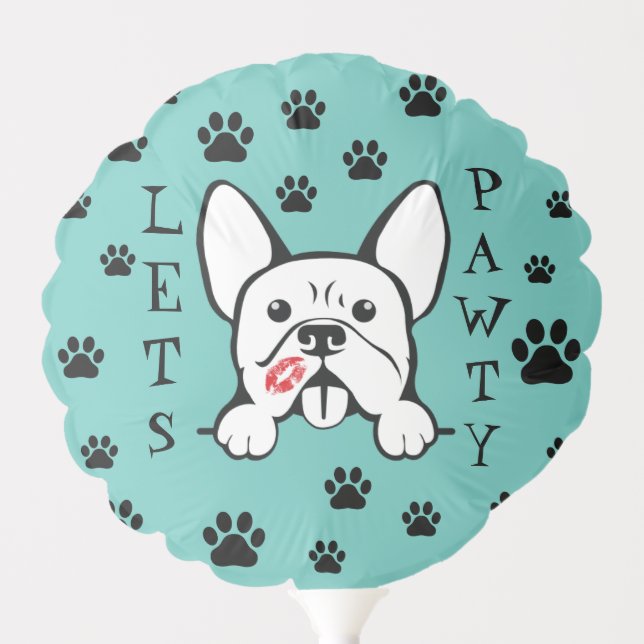 Let's Pawty French Bulldog Party Balloon (Front)