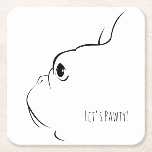 Let's Pawty French Bulldog Silhouette Coasters