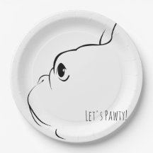 Let's Pawty French Bulldog Silhouette Paper Plates