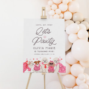 Let's Pawty Girls Pink Puppy Birthday Welcome Sign