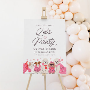 Let's Pawty Girls Pink Puppy Birthday Welcome Sign