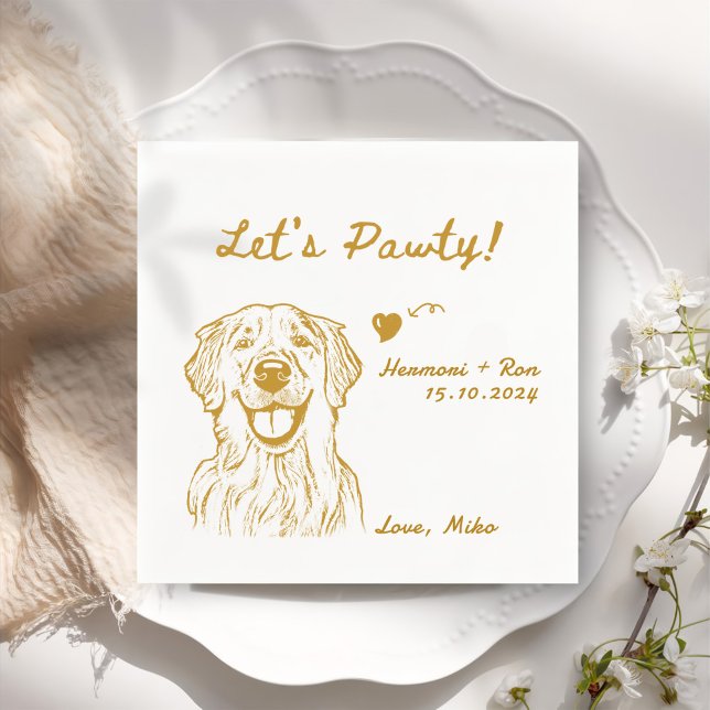Let's Pawty Minimalist Funny Dog Simple Wedding Napkins (Creator Uploaded)