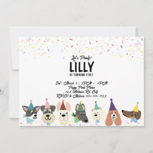 Let's Pawty, Party Dogs Confetti Birthday Invitation