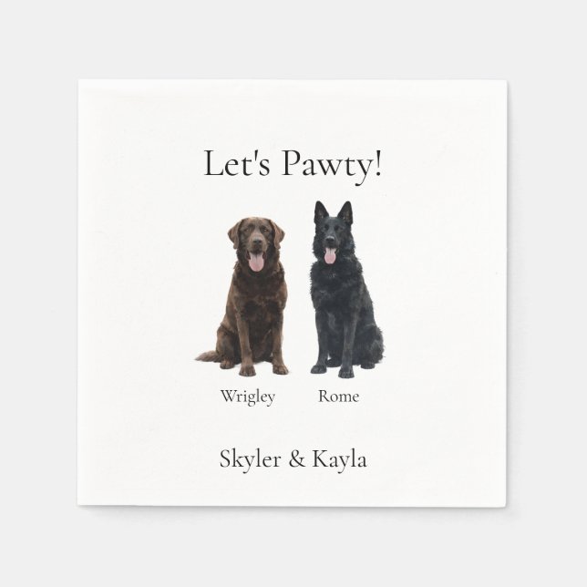 Let's Pawty! Personalized 2 Pet Cocktail Napkins (Front)