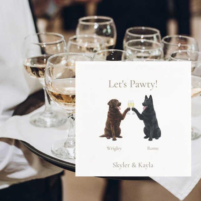 Let's Pawty! Personalized 2 Pets Toasting Cocktail Napkins (Creator Uploaded)