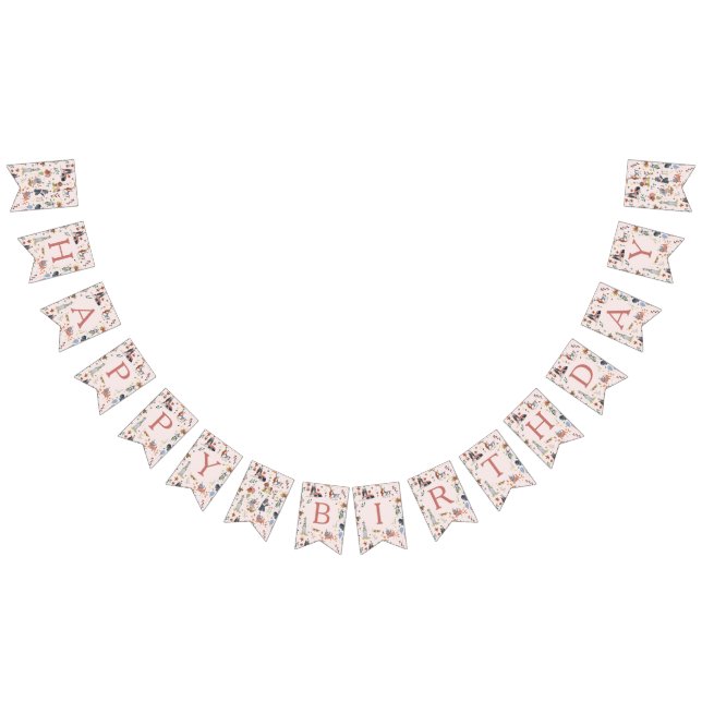 Lets Pawty Pink Dog Puppy Birthday Party Bunting Flags (All)