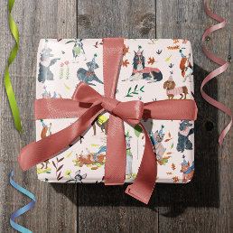 Lets Pawty Pink Dog Puppy Birthday Party Wrapping Paper