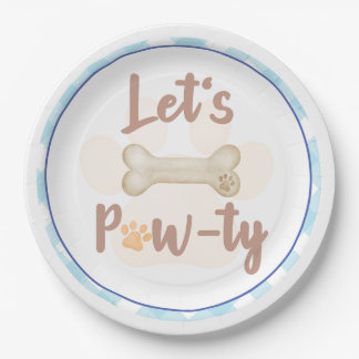 Let's Pawty Puppy Dog Birthday Paper Plates Blue