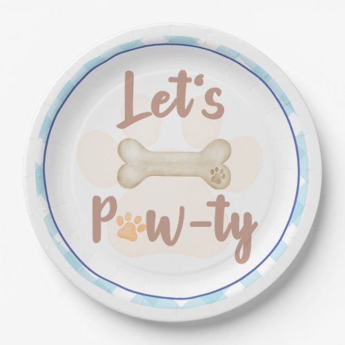 Lets Pawty Puppy Dog Birthday Paper Plates Blue