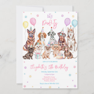 Let's Pawty Puppy Dog Party Birthday Invitation
