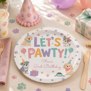 Let's Pawty Puppy Dog Theme Birthday Party Paper Plates