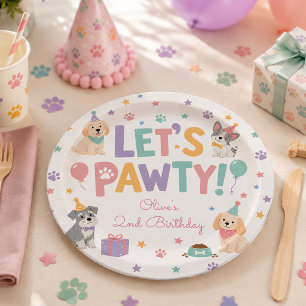 Let's Pawty Puppy Dog Theme Birthday Party Paper Plates