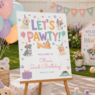 Let's Pawty Puppy Dog Theme Birthday Party Welcome Foam Board