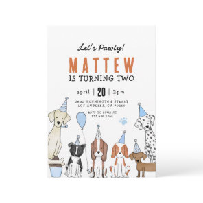 Lets Pawty Puppy Pawty Dog Birthday Invitation