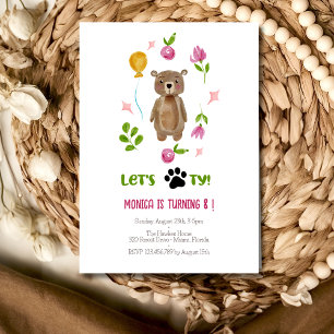 Let's pawty! Teddy bear kids birthday party Invitation