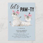 Lets Pawty Twins Joint Cat Theme Birthday Party Invitation<br><div class="desc">Cute birthday party invitation for your children's cat theme party. Illustration of two siamese cats with party hats on. The text above says "let's paw-ty!" The party information follows. Texts are easily customizable online. Great for twin's or sibling's joint birthday celebration. Works for both boys and girls.</div>