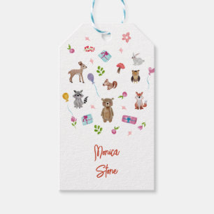 Let's pawty! wild animals kids birthday gift tags