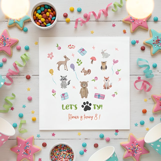 Let's pawty! wild animals kids birthday napkins (Creator Uploaded)