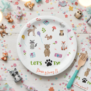 Let's pawty! wild animals kids birthday paper plates