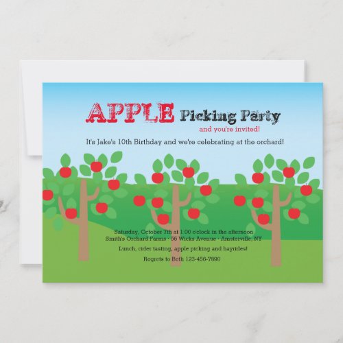 Lets Pick Apples Invitation